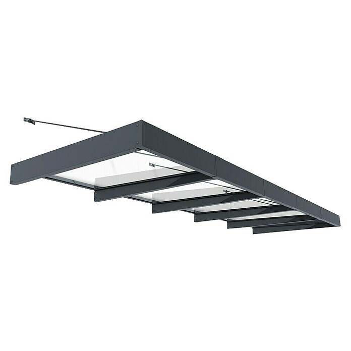 Palram – Canopia Pultvordach Sophia XL (471 x 140 x 17 cm, Anthrazitgrau, Farbe Dach: Weiß Opal) | BAUHAUS