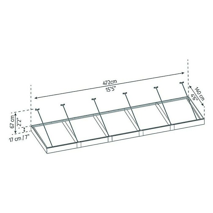 Palram – Canopia Marquesina para puerta Sophia XL (472 x 140 x 17 cm, Gris antracita, Color del techo: Claro) | BAUHAUS