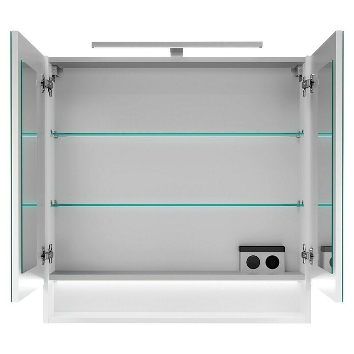 Camargue Curve LED-Spiegelschrank (B x H: 80 x 79,8 cm, Spanplatte, Weiß) | BAUHAUS