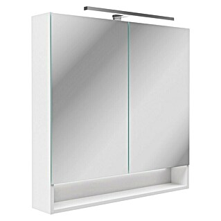 Camargue Curve LED-Spiegelschrank (B x H: 80 x 79,8 cm, Spanplatte, Weiß)