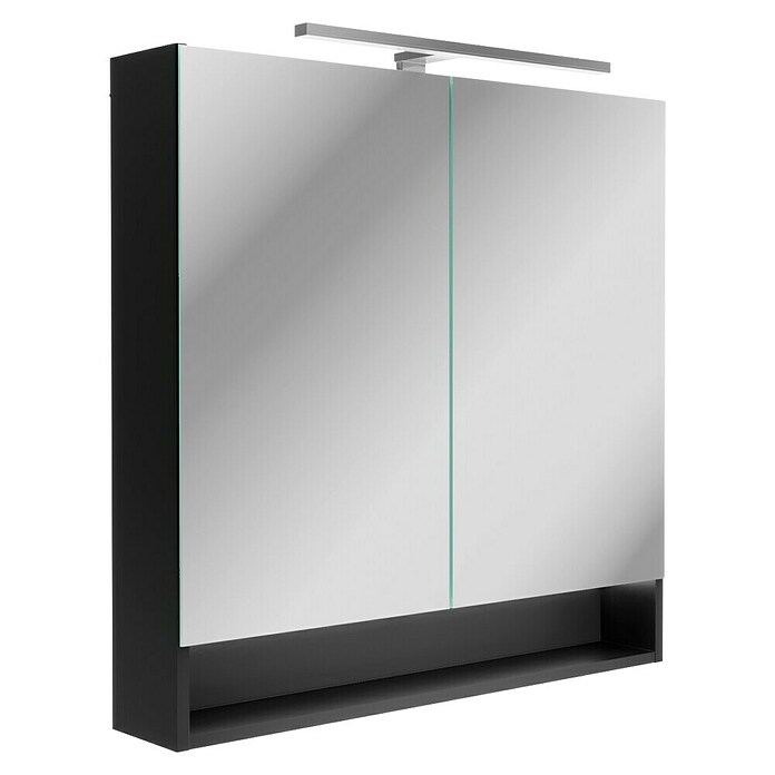 Camargue Curve LED-Spiegelschrank (B x H: 80 x 79,8 cm, Spanplatte, Schwarz) | BAUHAUS