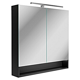 Camargue Curve LED-Spiegelschrank (B x H: 80 x 79,8 cm, Spanplatte, Schwarz)