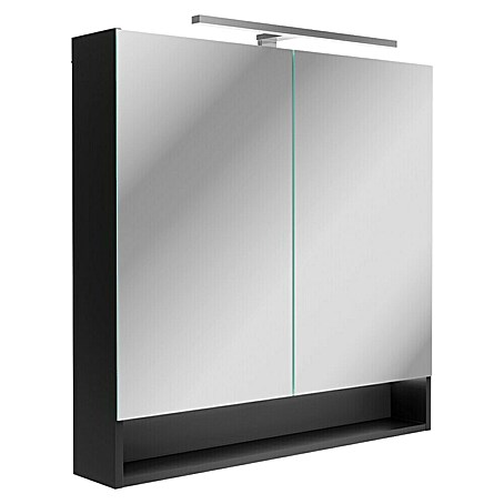 Camargue Curve LED-Spiegelschrank (B x H: 80 x 79,8 cm, Schwarz)
