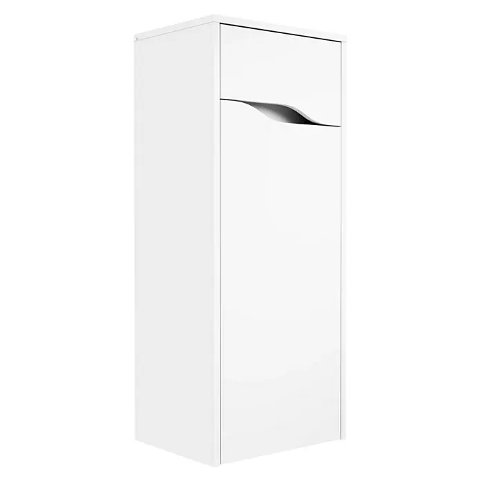 Camargue Curve Badmöbel-Set - Gesamtbreite Badmöbel: 80 cm, Weiß, Matt, DIN Anschlag: Links, Mit LED-Spiegelschrank - Das elegante weiße Wand-WC mit Schublade ist ein stilvolles und platzsparendes Element für jedes moderne Badezimmer.