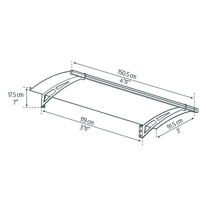Palram – Canopia Marquesina para puerta Aquila (150,5 x 91,5 x 17,5 cm, Antracita, Color del techo: Gris) | BAUHAUS