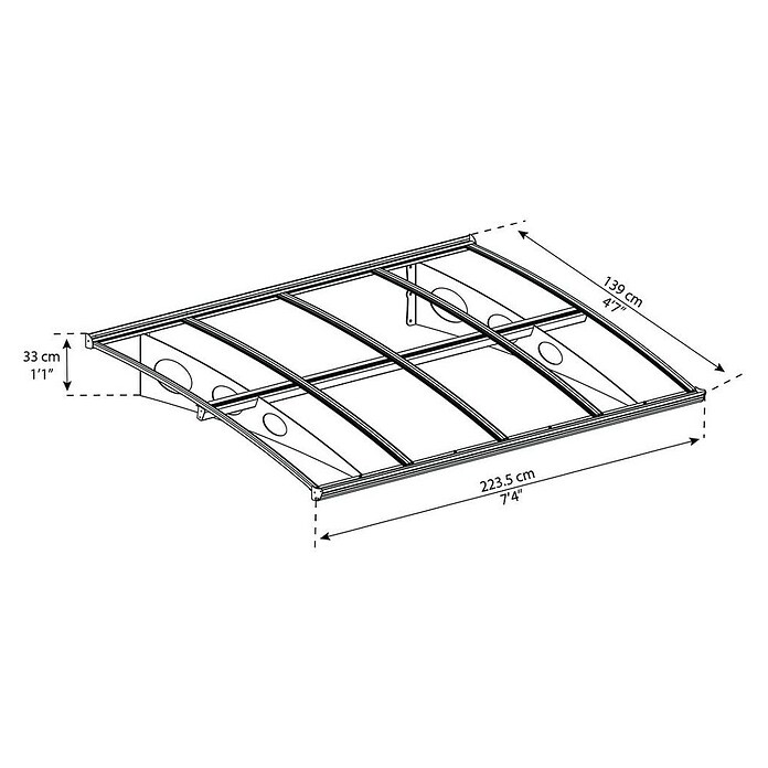 Palram – Canopia Marquesina para puerta Herald (223 x 140 x 33 cm) | BAUHAUS