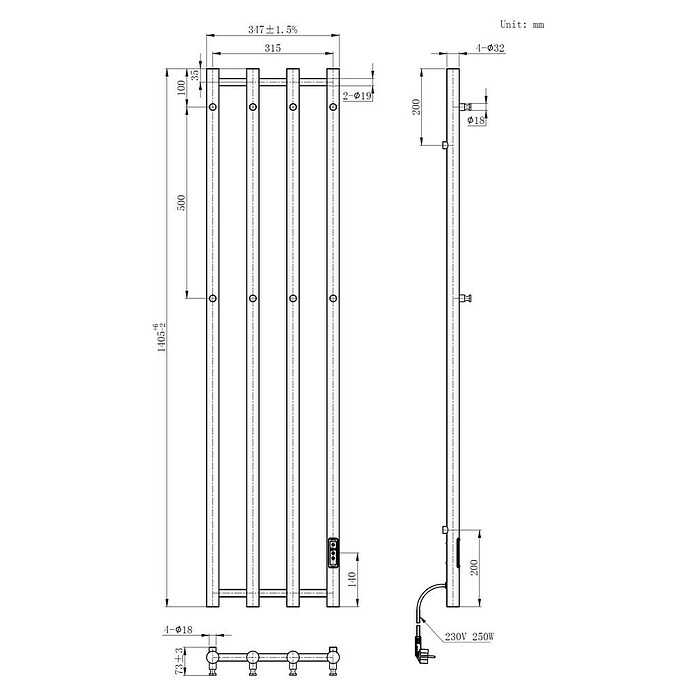 Best Design Elektrische badkamerradiator Velten-Glossy (b x h: 34,6 x 140,5 cm) | BAUHAUS