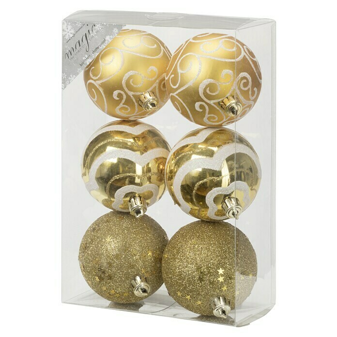 Weihnachtskugeln Gold-Mix (Farbe: Gold, 6 Stk.)