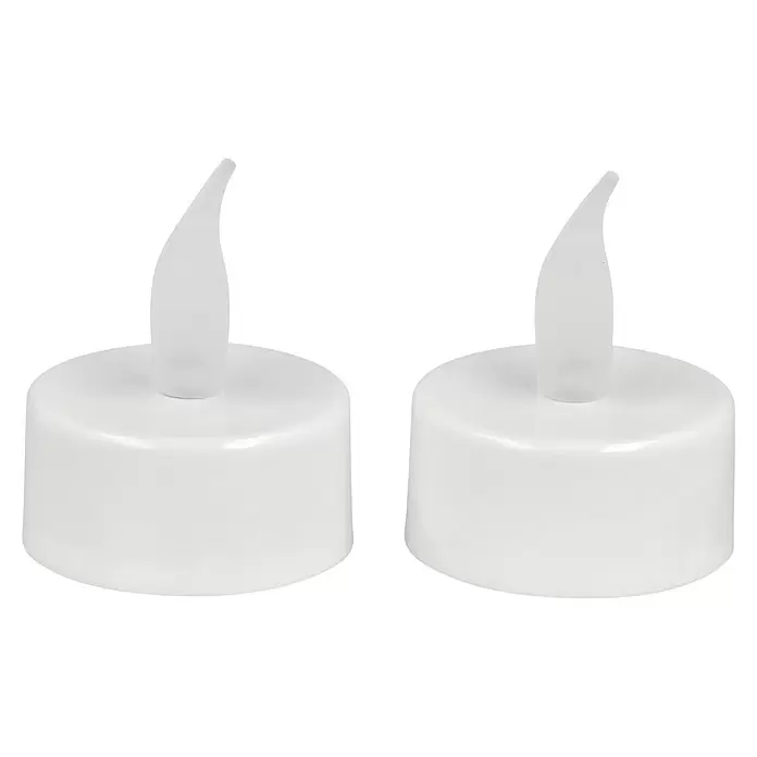 LED-Teelicht - 2 Stk., Durchmesser: 4 cm - Zwei weiße LED-Teelichter mit mattierten Kunststoffflammen.