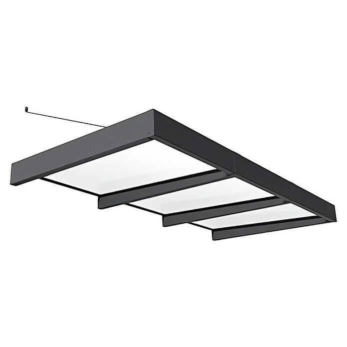 Palram – Canopia Marquesina para puerta Sophia XL (286 x 140 x 17 cm, Gris antracita, Color del techo: Blanco opal) | BAUHAUS
