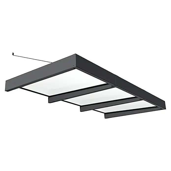 Palram – Canopia Marquesina para puerta Sophia XL - 286 x 140 x 17 cm, Gris antracita, Color del techo: Blanco opal - Una moderna lámpara de oficina rectangular con iluminación LED, diseñada para una iluminación uniforme. Su diseño simple complementa cualquier oficina.