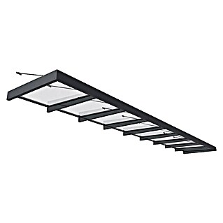 Palram – Canopia Pultvordach Sophia XL (845 x 140 x 17 cm, Anthrazitgrau, Farbe Dach: Klar)