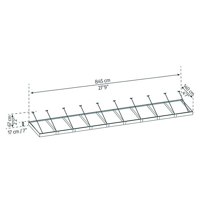 Palram – Canopia Marquesina para puerta Sophia XL (845 x 140 x 17 cm, Gris antracita, Color del techo: Claro) | BAUHAUS