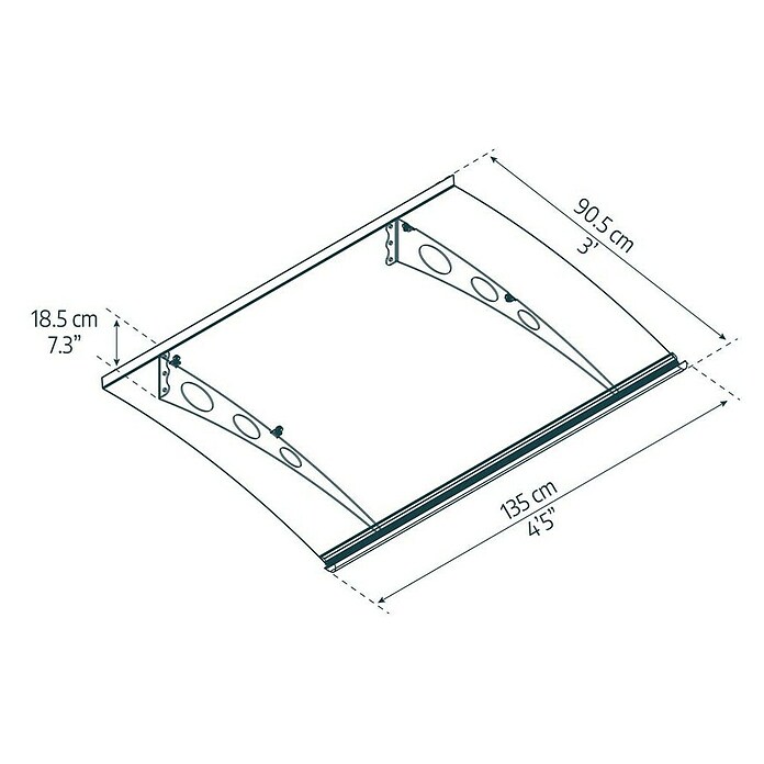 Palram – Canopia Marquesina para puerta Garamond (An x Pr x Al: 135 x 90,5 x 18,5 cm) | BAUHAUS