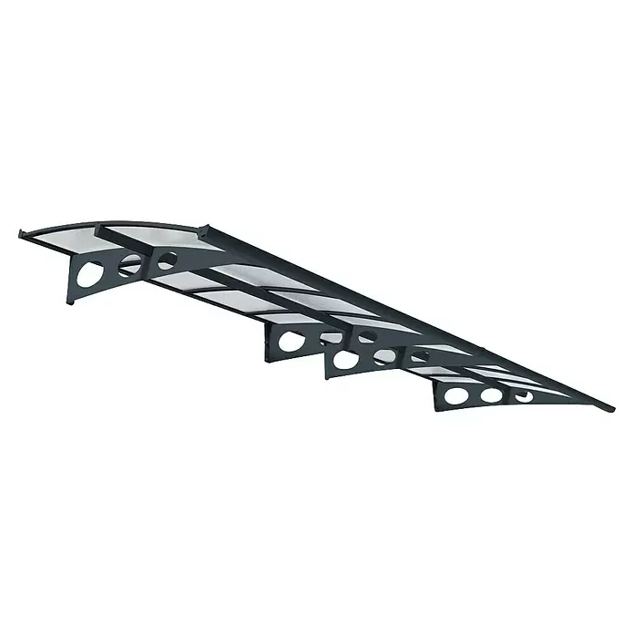 Palram – Canopia Marquesina para puerta Herald - 447 x 139 x 33 cm - Marquesina de entrada antracita con paneles de policarbonato transparente para protección climática.