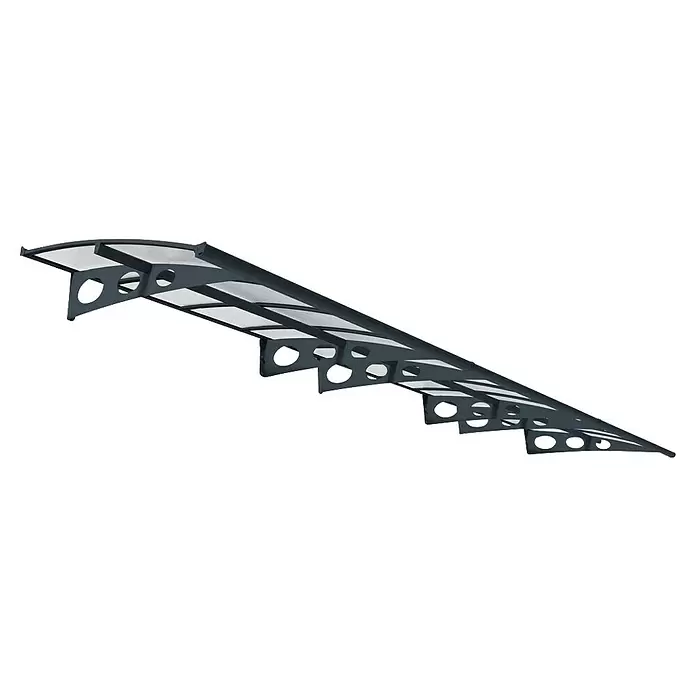 Palram – Canopia Marquesina para puerta Herald - 670,5 x 139 x 33 cm - Toldo exterior modular color antracita con paneles translúcidos y soportes.