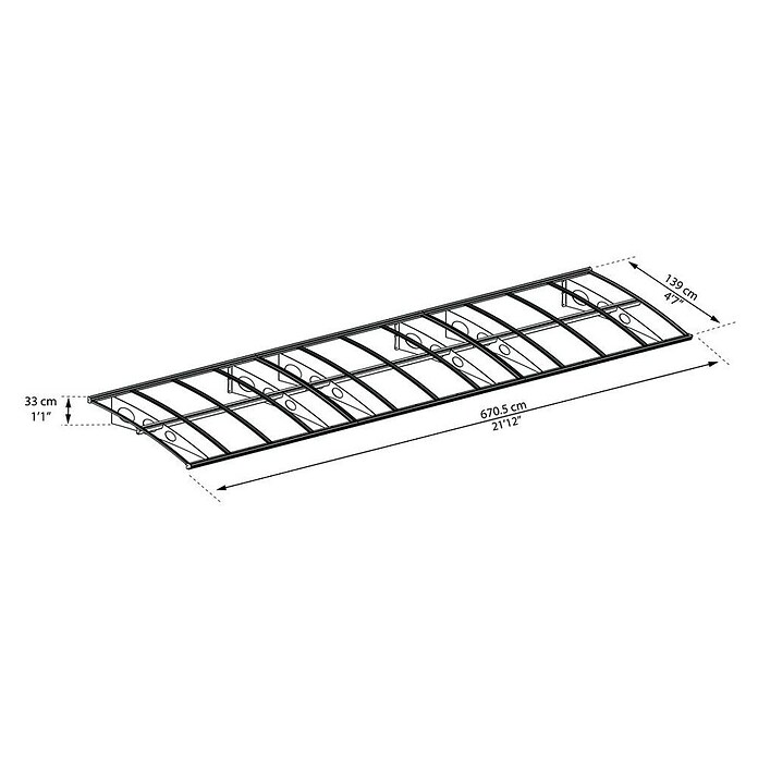 Palram – Canopia Marquesina para puerta Herald (670,5 x 139 x 33 cm) | BAUHAUS