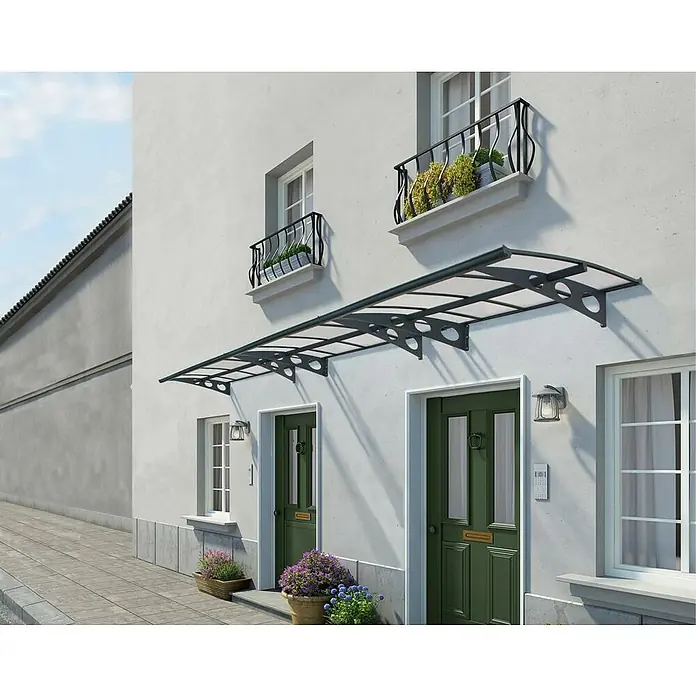 Palram – Canopia Marquesina para puerta Herald - 670,5 x 139 x 33 cm - La elegante estructura de marquesina protege las entradas de las casas de los elementos y ofrece un atractivo elemento de diseño para la fachada.