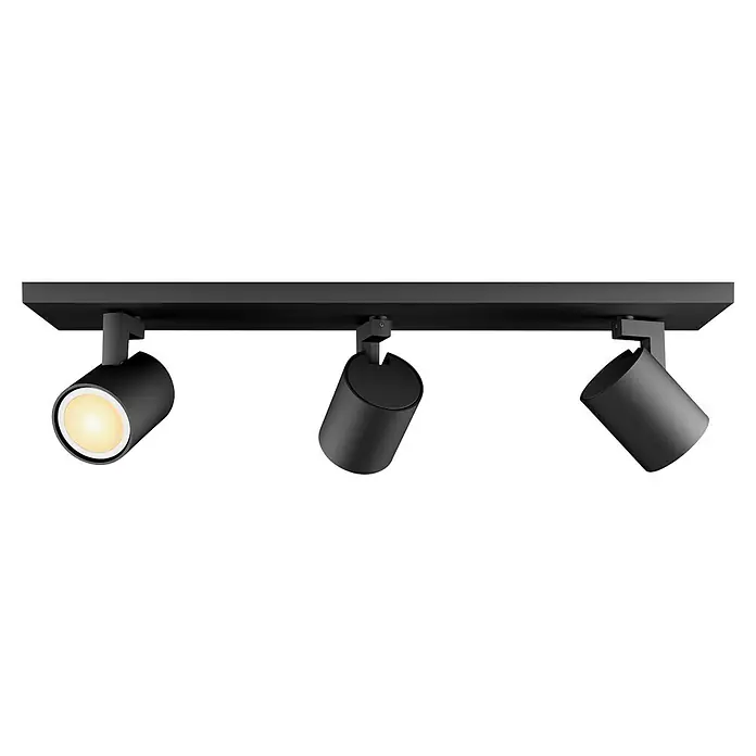 Philips Hue LED-Deckenstrahler White Ambiance Runner - 12,6 W, L x B x H: 8,9 x 48 x 10,9 cm, Schwarz, Mehrfarbig, 3 Stk. - Schwarze Deckenleuchte mit drei Strahlern, die sich individuell ausrichten lassen, um den Raum optimal zu beleuchten.