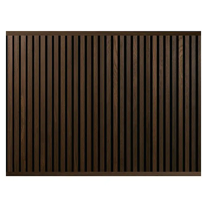 FibroTech Abschlussleiste - 3.000 x 25 x 22 mm, 2 Stk., Smoked Oak - Dunkle Holzlamellenwand mit gleichmäßigen Abständen und Rahmen, für moderne Innenräume.