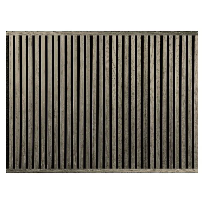 FibroTech Abschlussleiste - 3.000 x 25 x 22 mm, 2 Stk., Grey Oak - Holzlamellenpaneel mit dunkelgrauen Akustikplatten für eine moderne und stilvolle Wandverkleidung. Perfekt für Schallabsorption und dekorative Zwecke.