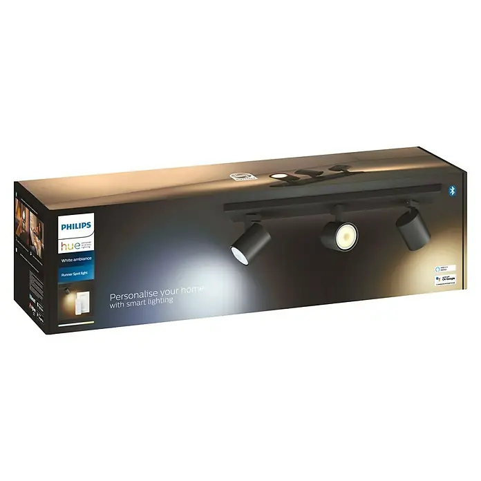 Philips Hue LED-Deckenstrahler White Ambiance Runner - 12,6 W, L x B x H: 8,9 x 48 x 10,9 cm, Schwarz, Mehrfarbig, 3 Stk. - Philips Hue White Ambiance Runner Spot Light in der Verpackung. Smarte Beleuchtung zur Personalisierung Ihres Zuhauses.