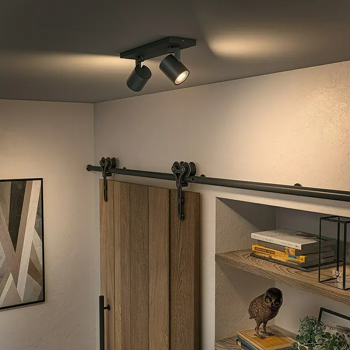 Philips Hue LED-Deckenstrahler White Ambiance Runner - 8,4 W, L x B x H: 8,9 x 30,5 x 10,9 cm, Schwarz, Mehrfarbig, 2 Stk. - Deckenleuchte mit zwei Strahlern in Schwarz, die den Raum akzentuiert beleuchten und ein modernes Ambiente schaffen. Die Leuchte ist stilvoll und funktional.