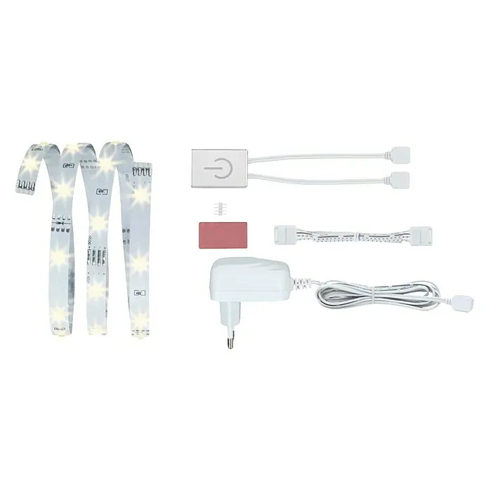 Paulmann YourLED ECO Tira LED Set sensor táctil - 1 m, Color de luz: Blanco cálido - Kit de tiras de luces LED con luces blancas cálidas brillantes. El juego incluye fuente de alimentación, controlador y accesorios para la instalación.