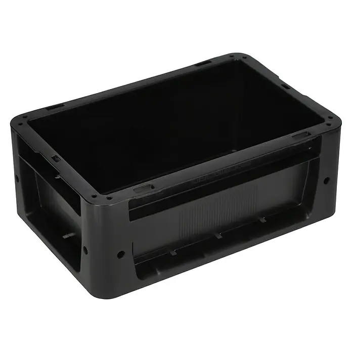 BAUHAUS Eurobox - 5,5 l, L x B x H: 30 x 20 x 12 cm, Schwarz - Schwarzer Kunststoffbehälter, ideal für Lagerung & Ordnung. Langlebiges Design mit Aussparungen für einfache Handhabung und verbesserte Organisation.