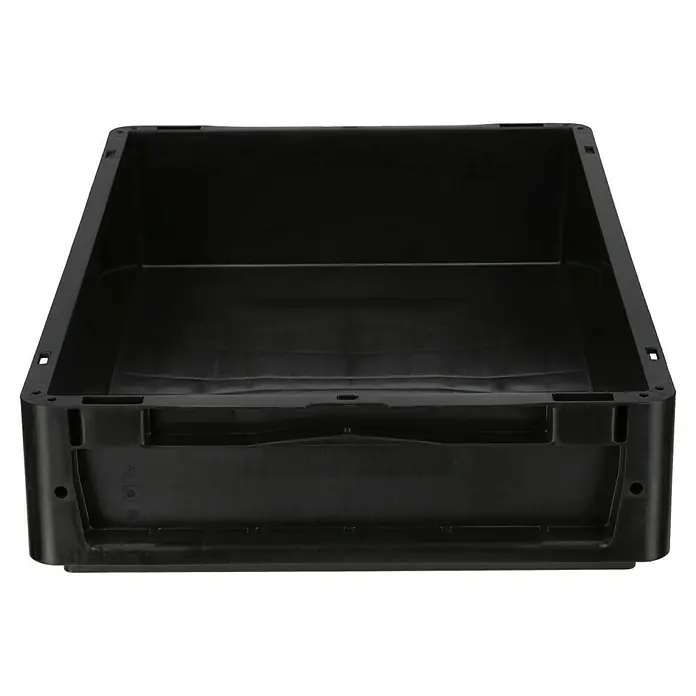 BAUHAUS Eurobox - L x B x H: 60 x 40 x 12 cm, 20 l, Schwarz - Ein schwarzer Kunststoffbehälter, der ideal für Lagerung und Transport ist, mit robusten Wänden für zusätzlichen Schutz.
