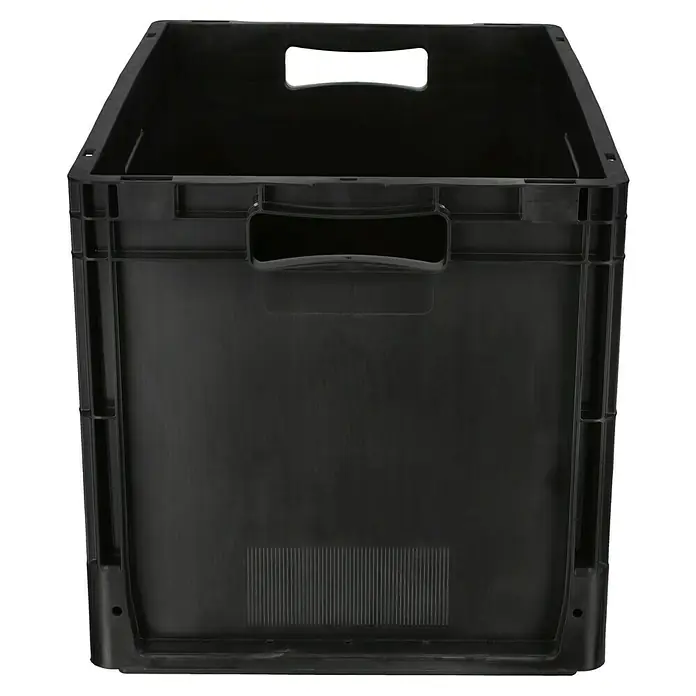BAUHAUS Eurobox - L x B x H: 60 x 40 x 40 cm, 76 l, Schwarz - Schwarzer Kunststoffbehälter mit Tragegriffen, ideal für Lagerung und Transport von Gegenständen. Robustes Design für vielseitige Anwendungen.