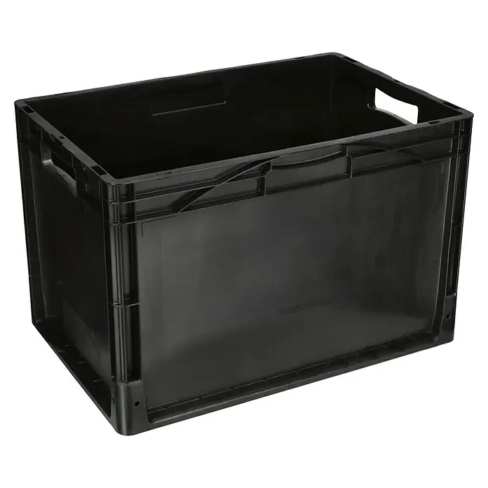 BAUHAUS Eurobox - L x B x H: 60 x 40 x 40 cm, 76 l, Schwarz - Schwarze Kunststoffbox für Lagerung und Transport. Robust und vielseitig einsetzbar.