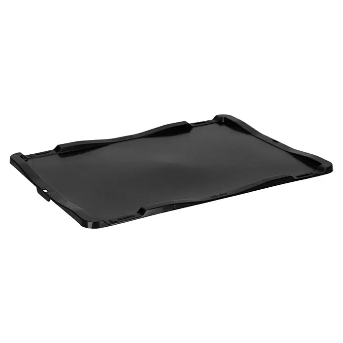 BAUHAUS Deckel für Eurobehälter - 40 x 30 cm, Schwarz - Eine schwarze, rechteckige Kofferraumwanne mit erhöhtem Rand, um den Kofferraum vor Schmutz und Flüssigkeiten zu schützen. Praktisch für jedes Fahrzeug!
