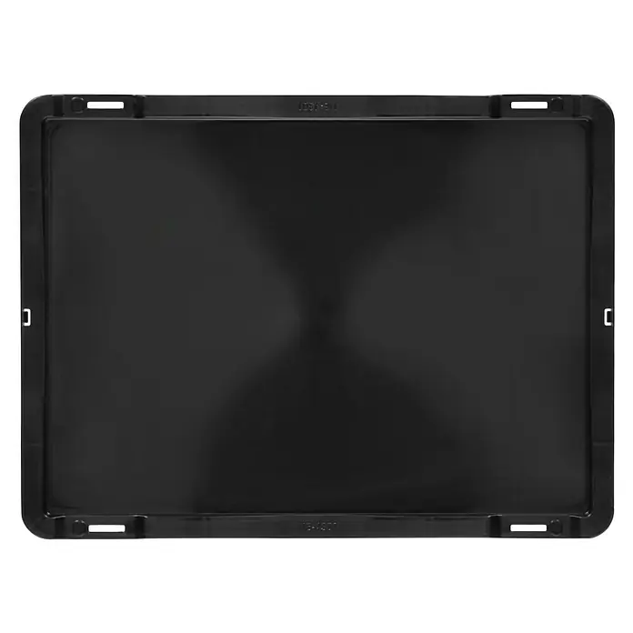 BAUHAUS Deckel für Eurobehälter - 40 x 30 cm, Schwarz - Eine rechteckige, schwarze Kunststoffschale mit glatter Oberfläche und erhöhten Rändern, ideal für verschiedene Anwendungen.