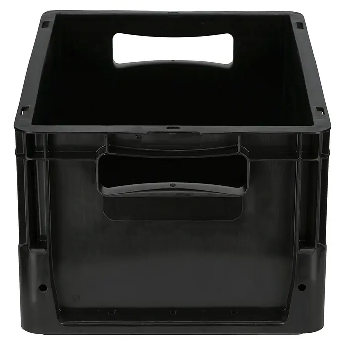 BAUHAUS Eurobox - L x B x H: 40 x 30 x 22 cm, 21 l, Schwarz - Schwarzer Kunststoffbehälter mit Griffen. Die perfekte Aufbewahrungslösung für Ordnung zu Hause oder im Büro, stabil und vielseitig.