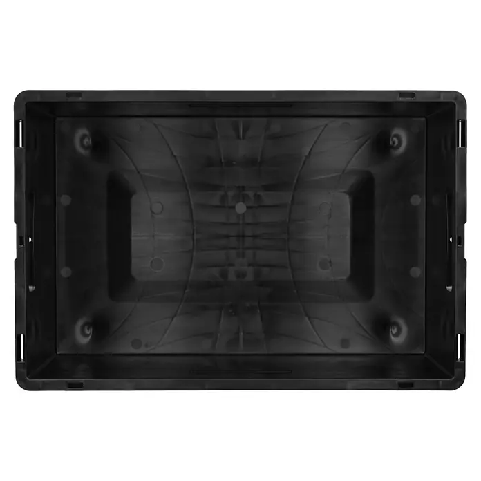 BAUHAUS Eurobox - 44 l, L x B x H: 60 x 40 x 22 cm, Schwarz - Abbildung eines schwarzen Kunststoffbehälters, ideal für Lagerung und Transport. Das Design ist robust und funktional.