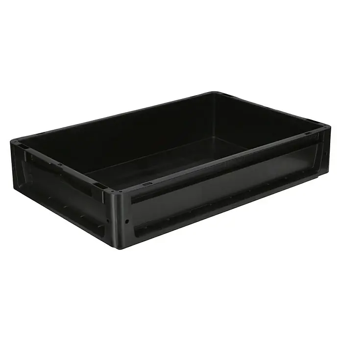 BAUHAUS Eurobox - L x B x H: 60 x 40 x 12 cm, 20 l, Schwarz - Eine schwarze Lagerbox aus Kunststoff, ideal für Lagerung und Transport. Die Box ist robust und stapelbar für optimale Platzausnutzung.