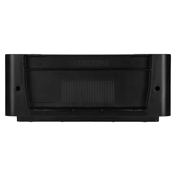 BAUHAUS Eurobox - L x B x H: 30 x 20 x 12 cm, 5,5 l, Schwarz - Abdeckung einer schwarzen Werkzeugkiste der Marke BAUHAUS mit integrierten Lüftungsschlitzen und Befestigungslöchern an den Seiten.