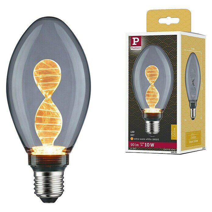 Paulmann Inner Glow Bombilla LED Inner Helix (E27, No regulable, Amarillo, 90 lm, 3,5 W, Vela, Color: Smoky) | BAUHAUS