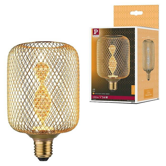 Paulmann Bombilla LED Metallic Glow Hélice (E27, No regulable, Blanco cálido, 130 lm, 3,5 W, Latón) | BAUHAUS