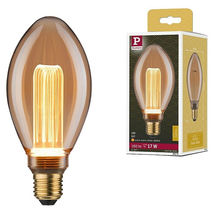 Paulmann Inner Glow Bombilla LED Inner Glow (E27, No regulable, Amarillo, 160 lm, 3,5 W, Vela, Color: Oro) | BAUHAUS