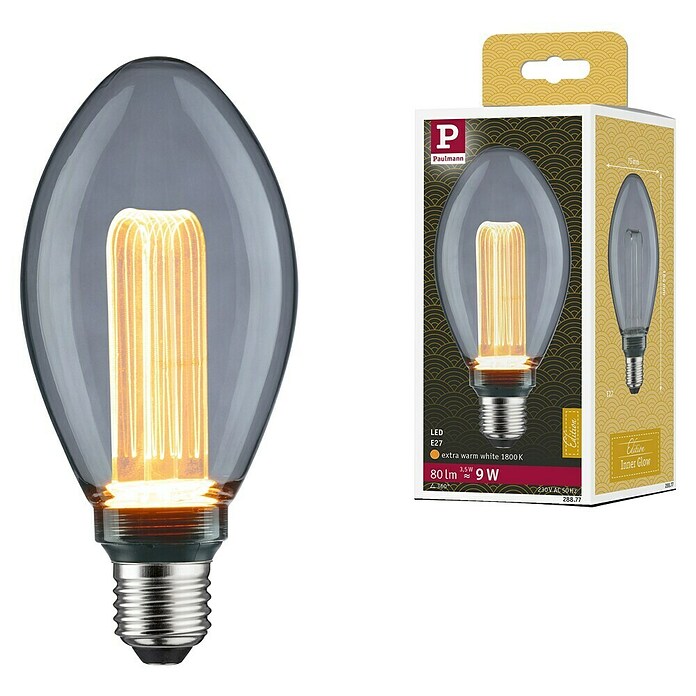 Paulmann Inner Glow Bombilla LED Inner Glow (E27, No regulable, Amarillo, 80 lm, 3,5 W, Vela, Color: Smoky) | BAUHAUS