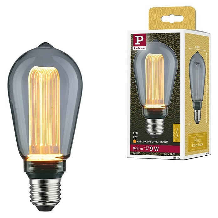 Paulmann Inner Glow Bombilla LED Inner Glow (E27, No regulable, Blanco cálido, 80 lm, Gota, Color: Smoky) | BAUHAUS