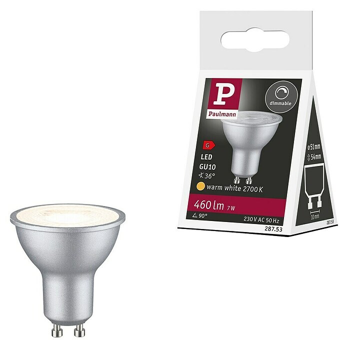 Paulmann LED žarulja  (GU10, Može se prigušiti, Topla bijela, 460 lm, 7 W, Boja: Krom) | BAUHAUS