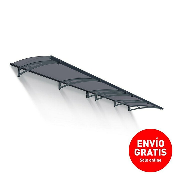 Palram – Canopia Marquesina para puerta Aquila (412 x 91,5 x 17,5 cm, Antracita, Color del techo: Gris) | BAUHAUS