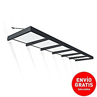 Palram – Canopia Marquesina para puerta Sophia XL (565 x 140 x 17 cm, Gris antracita, Color del techo: Blanco opal)