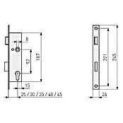 Abus Einsteckschloss ESR PZ LR Z 35 92 24 SB für Rohrrahmentüren (Links/Rechts, Profilzylinder, 187 x 35 x 14 mm) | BAUHAUS