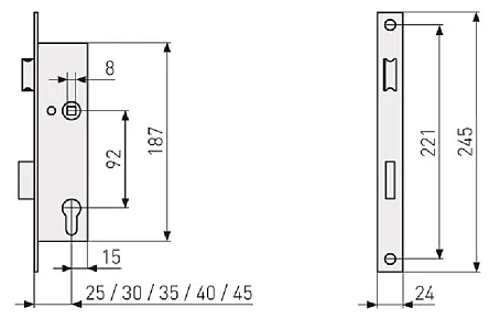 ABUS 61751 ESR PZ LR Z 35 92 24 Mortice Lock, Silver, 35mm ABUS 61751 ESR PZ LR Z 35 92 24 Mortice Lock, Silver, 35mm