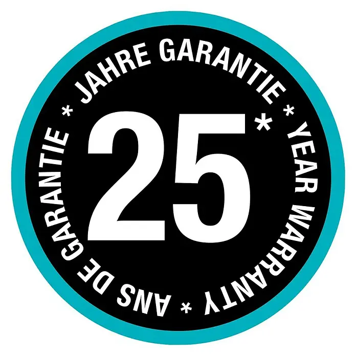 Gardena Combisystem Gartenrechen - Arbeitsbreite: 36,5 cm, 18, Passend für: Gardena Combisystem Stiele - Produktsiegel mit 25 Jahren Garantie, mit mehrsprachiger Garantieangabe und rundem, türkisblauem Rahmen.