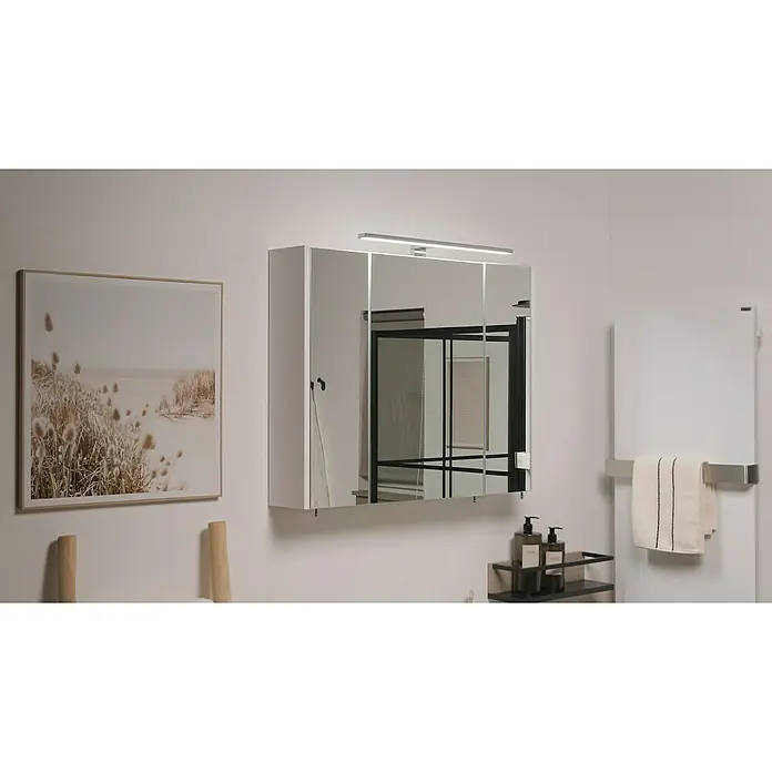 Riva Vulcano LED-Spiegelschrank - 80 x 61,8 cm, Mit Beleuchtung - Ein moderner Badezimmerschrank mit Spiegeltüren und integrierter Beleuchtung. Er bietet praktischen Stauraum und ein stilvolles Design für jedes Bad.